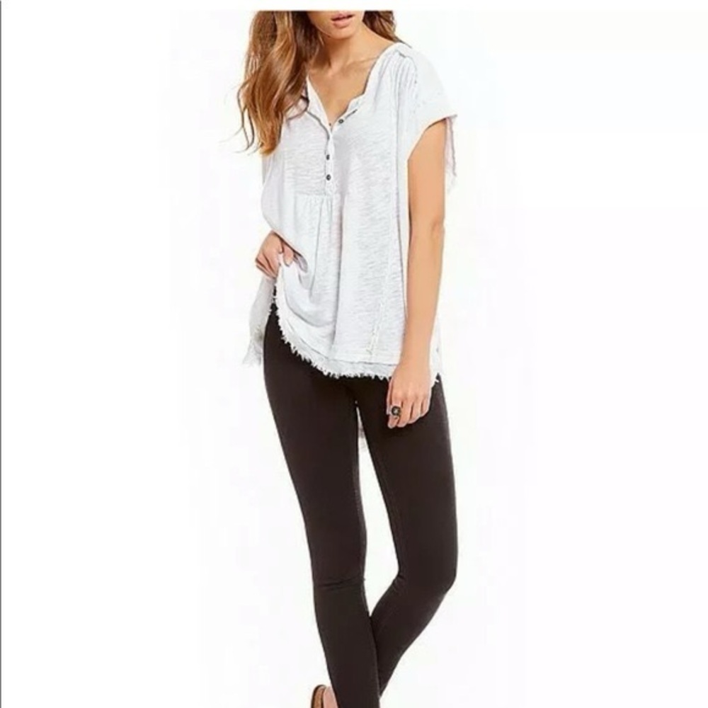 Free People Oversized White Boho Blouse | Size XS